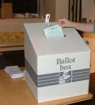Photo of a physical ballot box
